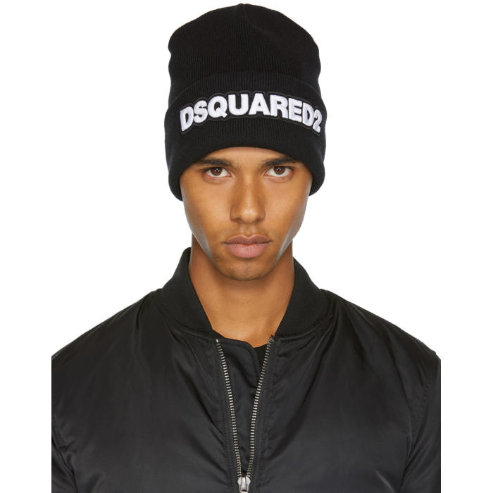 Photo: Dsquared2 Black Logo Beanie