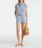 Melissa Odabash Cheryl striped cotton-blend romper