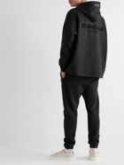 FEAR OF GOD ESSENTIALS - Logo-Flocked Cotton-Blend Jersey Hoodie - Black