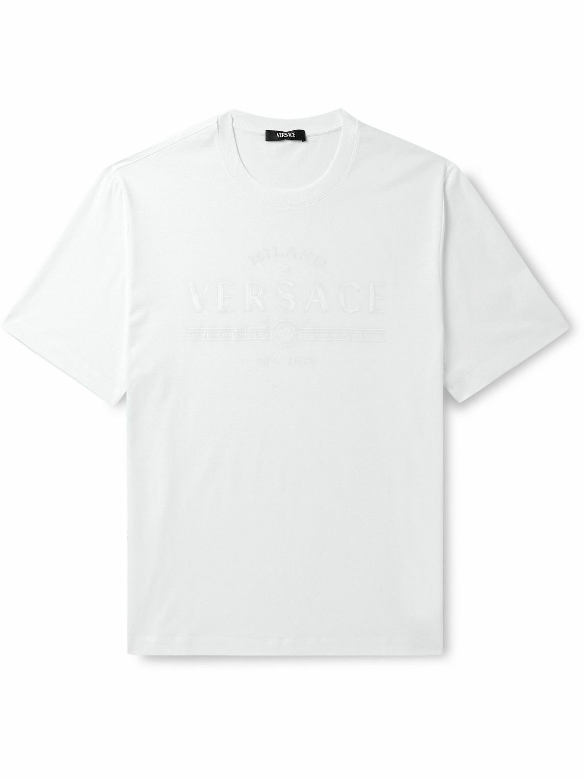 Versace - Logo-Embroidered Cotton-Jersey T-Shirt - White Versace