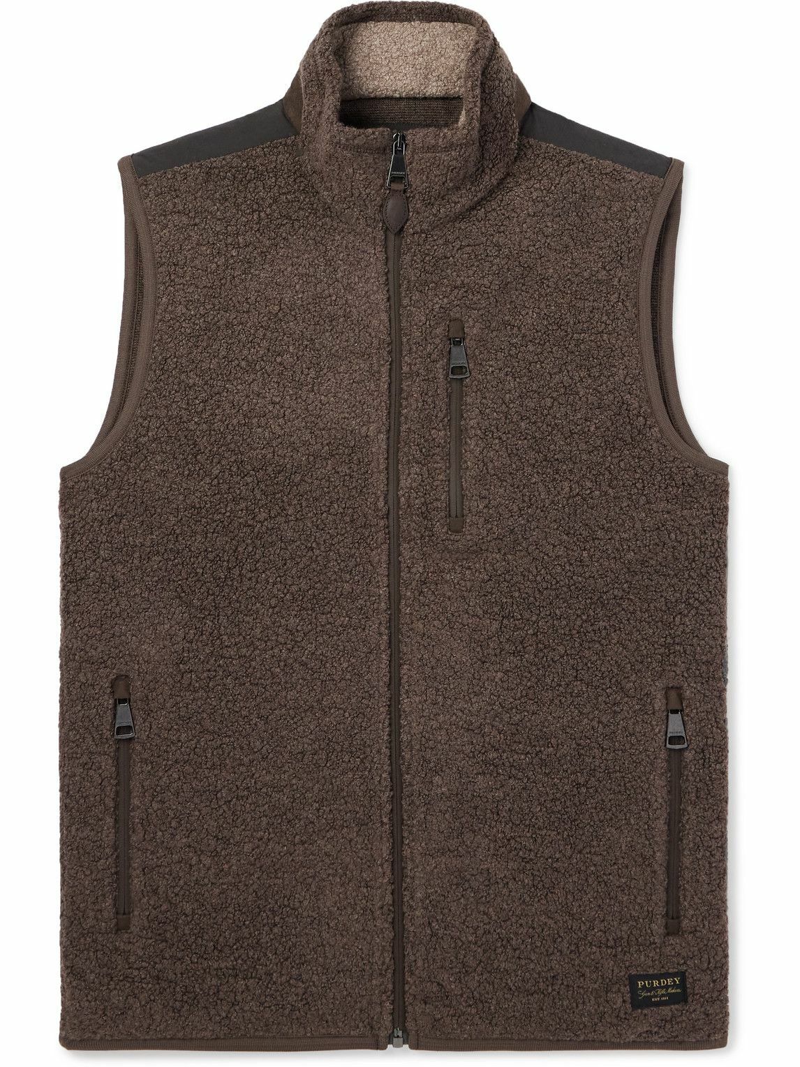 Purdey - Shell-Trimmed Bouclé Gilet - Brown
