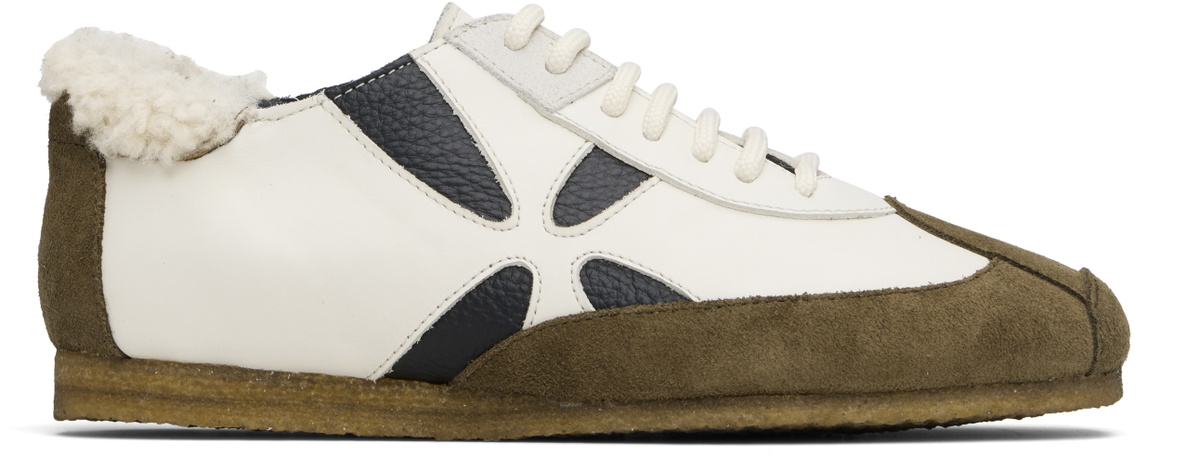 Stefan Cooke Off-White & Khaki Slashed Trainer Sneakers