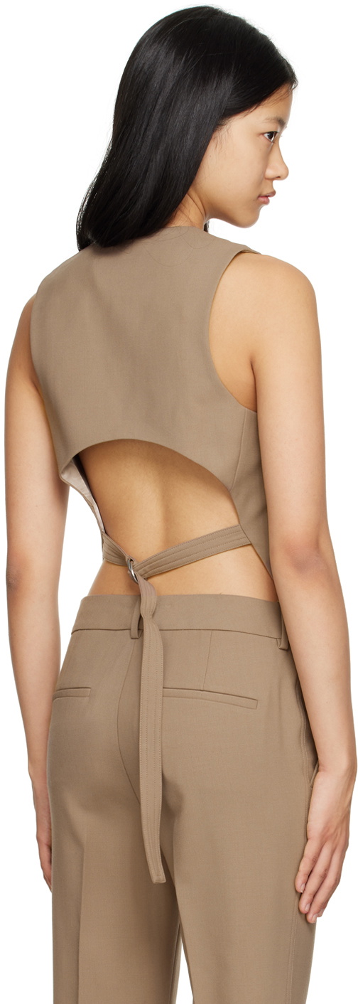 Helmut Lang Taupe Tuxedo Vest