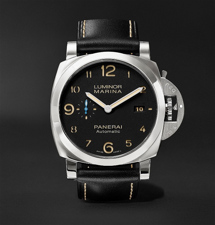 Photo: Panerai - Luminor Marina 1950 3 Days Acciaio 44mm Stainless Steel and Leather Watch, Ref. No. PAM01359 - Black
