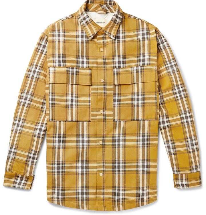 Photo: Fear of God - Oversized Checked Cotton PrimaLoft Overshirt - Yellow