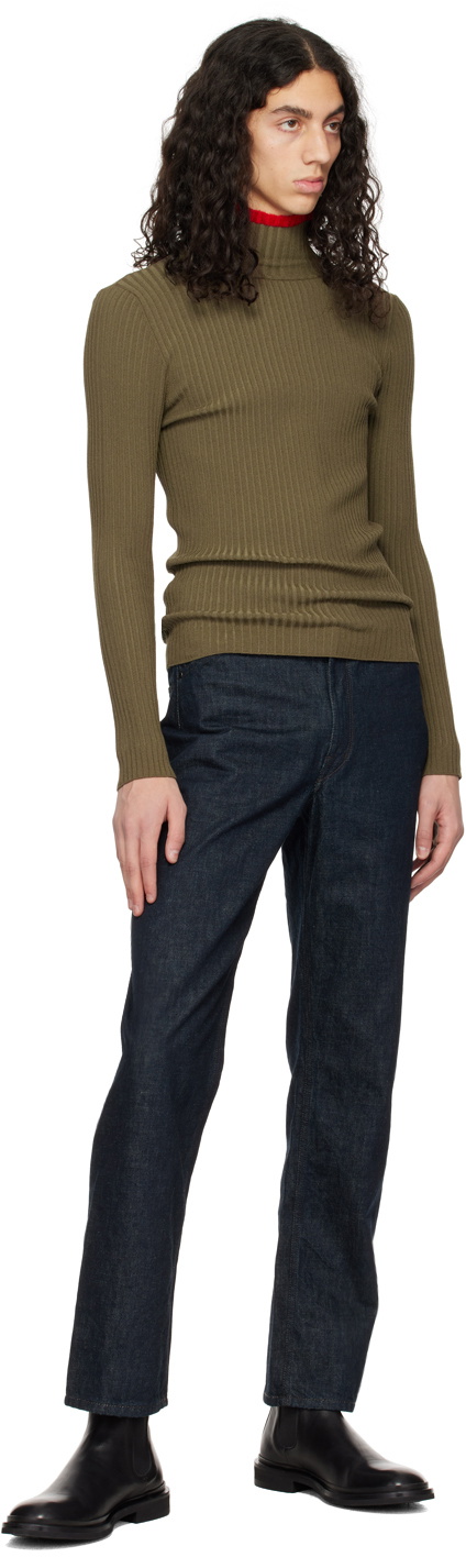 ANDREĀDAMO Khaki Striped Turtleneck