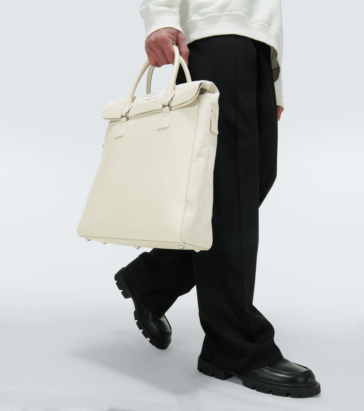 ハンドバッグ MAISON MARGIELA 5ac bag in grain leather and canvas Maison Margiela - 5AC leather-trimmed canvas bag Maison Margiela
