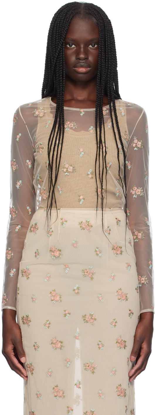 Blumarine Sheer Rose Print outlet Blouse