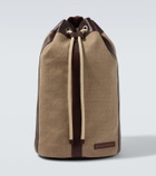 Brunello Cucinelli Leather-trimmed canvas backpack