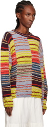 The Elder Statesman Multicolor Patchwork Scrap Crew Sweater