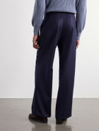 Stòffa - Wide-Leg Drawstring Wool And Cashmere-Blend Flannel Trousers - Blue