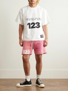 RRR123 - Gymbag Frayed Logo-Print Embroidered Cotton-Jersey Shorts - Pink