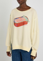 Free People Printed Distressed Terry Sweatshirt White