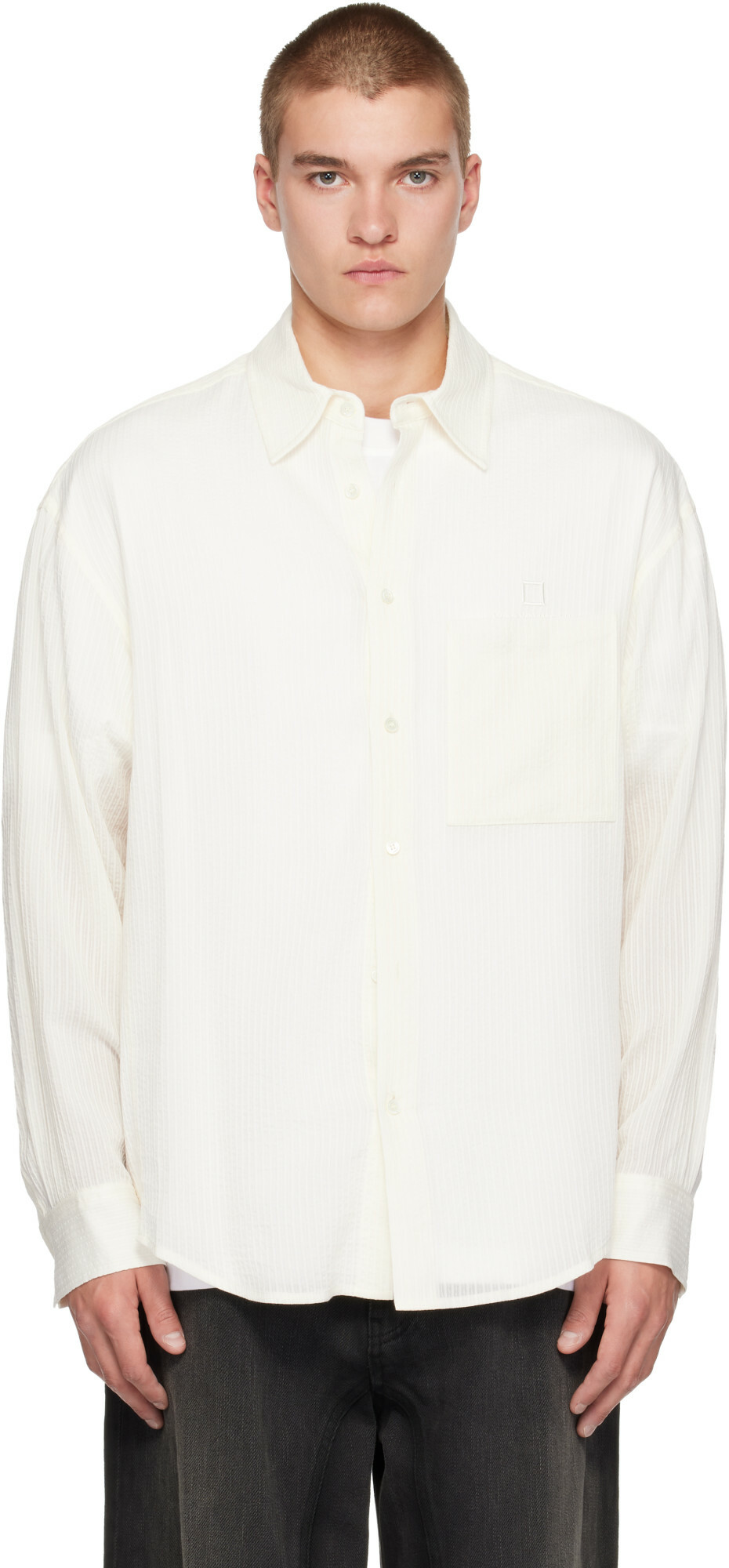 WOOYOUNGMI White Pattern Stripe Shirt