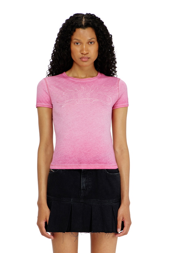 Photo: Diesel Slim T-shirt with tonal logo print - T-Shirts Womens in Pink