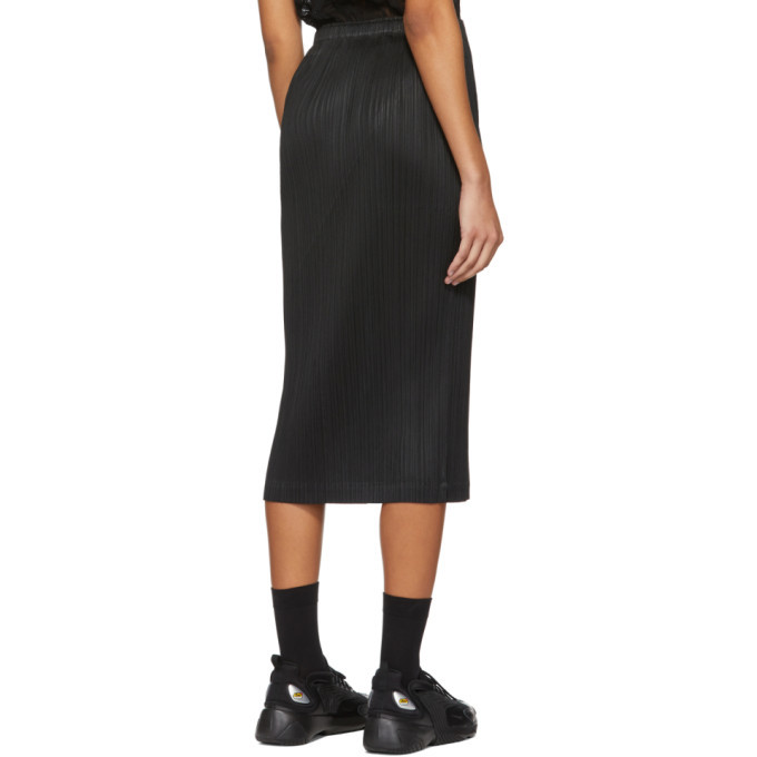 (超美品)PLEATS PLEASE WRAP SKIRT Pleats Please Issey Miyake Black Wrap Panel Skirt Pleats Please