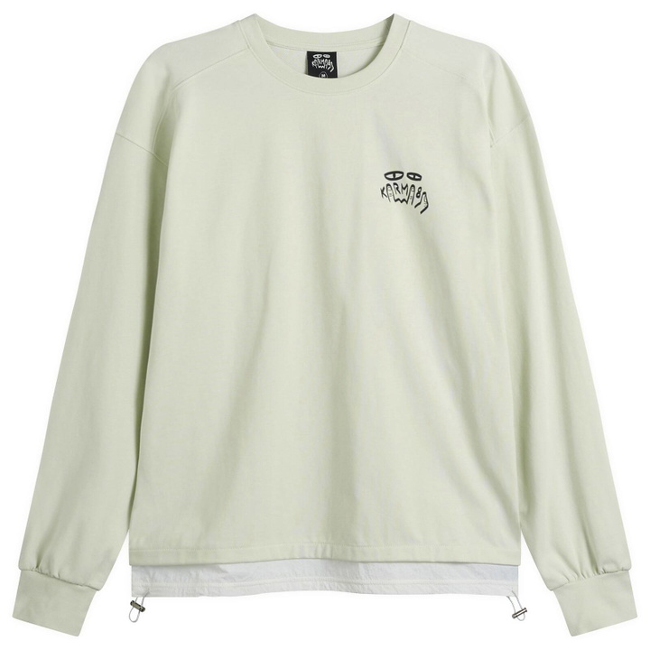 Photo: Karma8a Men's Layered Long Sleeve Woven Hem T-Shirt in White