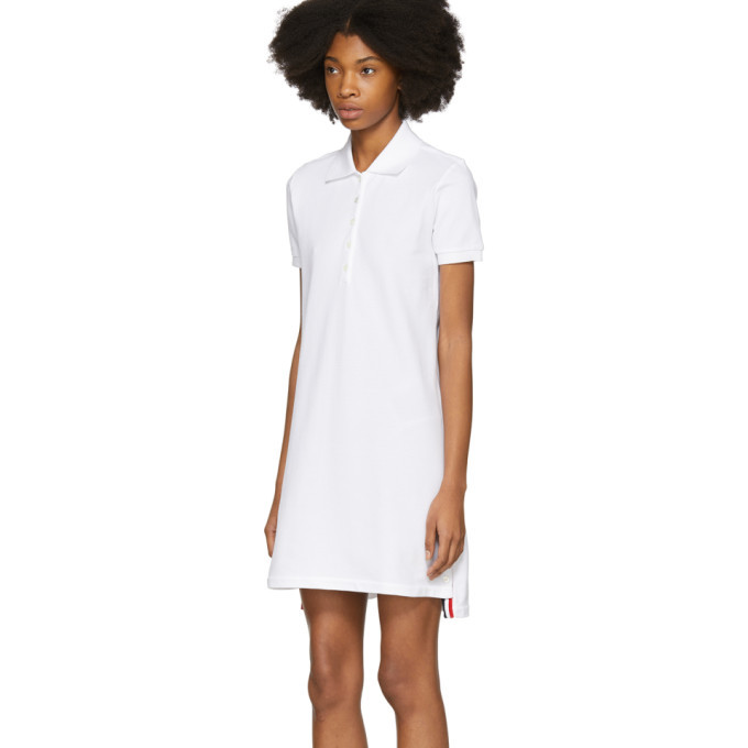 Thom Browne White Short Sleeve A-Line Polo Dress Thom Browne