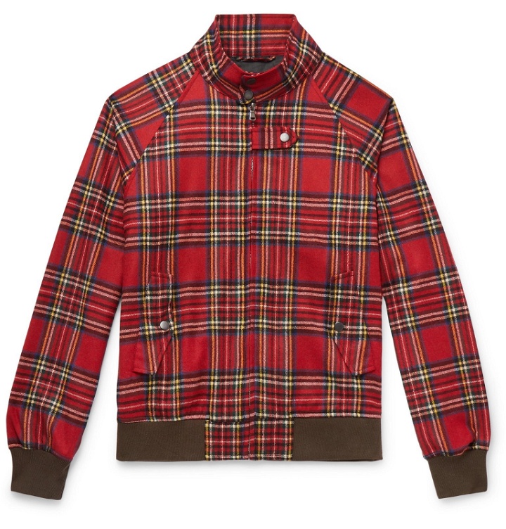 Photo: MAN 1924 - Slim-Fit Checked Wool-Blend Blouson Jacket - Red