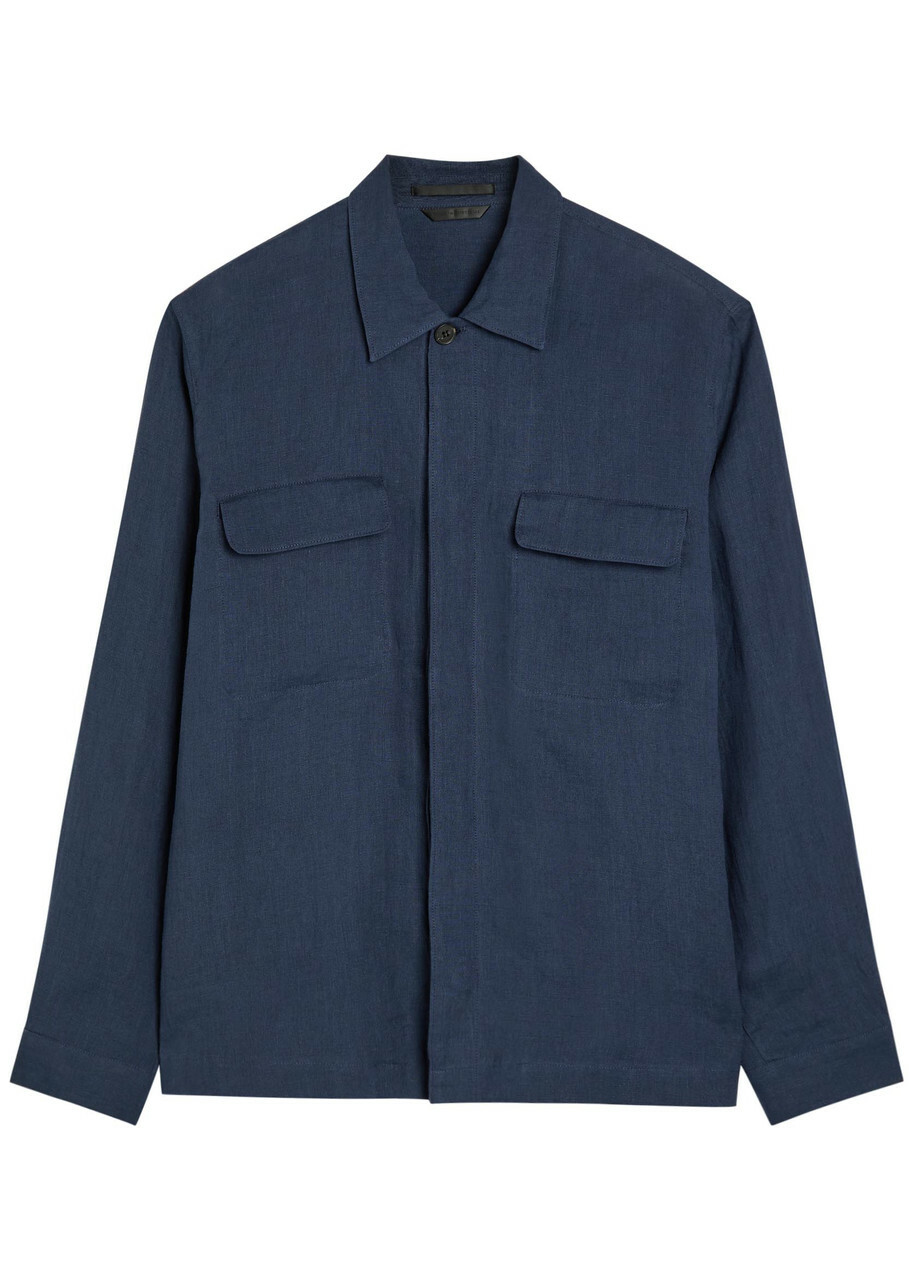 Sunspel Linen Overshirt Navy 01