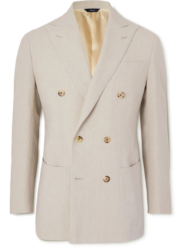 Photo: Thom Sweeney - Double-Breasted Linen Suit Jacket - Neutrals