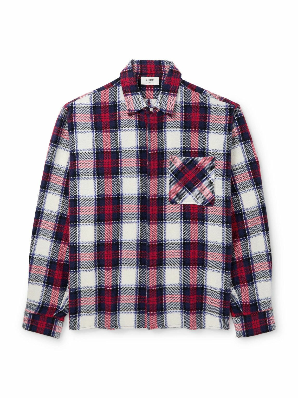 CELINE - Checked Cashmere Overshirt - Red