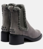 Tod's 60 shearling-trimmed suede ankle boots
