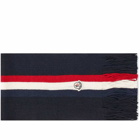 Moncler Men's Tricolore Striped Logo Scarf in Navy