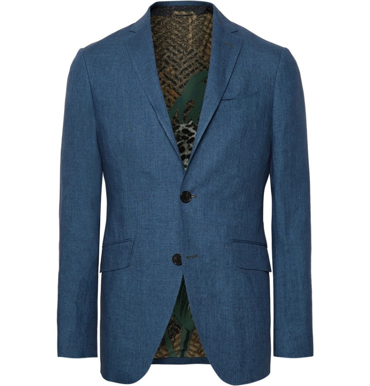 Photo: Etro - Storm-Blue Linen Suit Jacket - Blue