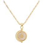 Lanvin Gold and Pink Agathe Stone Pendant Necklace