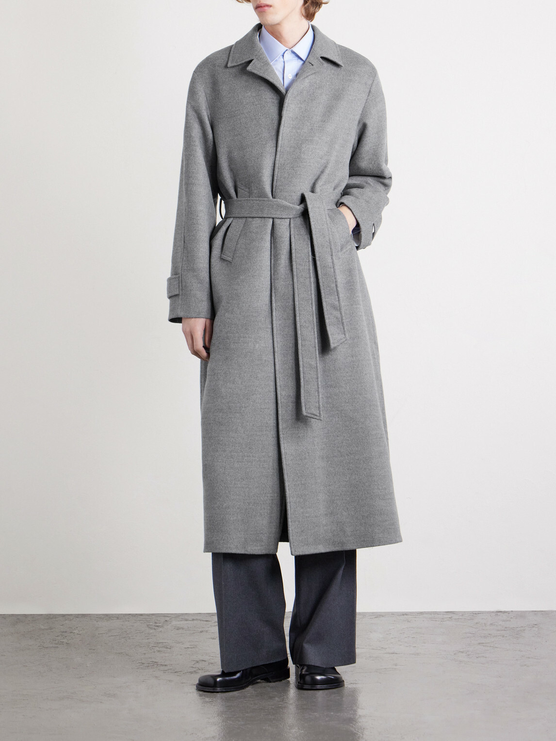Saman Amel - Belted Wool Overcoat - Gray
