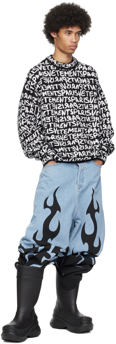 VETEMENTS Black & White Graffiti Monogram Sweater Vetements