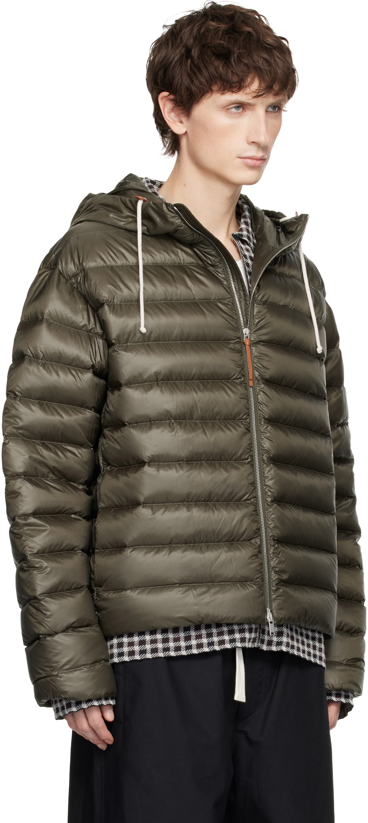 Jil Sander Khaki Hooded Down Jacket