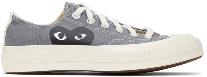 Photo: COMME des GARÇONS PLAY Grey Converse Edition Half Heart Chuck 70 Low Sneakers