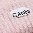 GANNI Women's Logo Structured Rib Beanie in Lilac Sachet