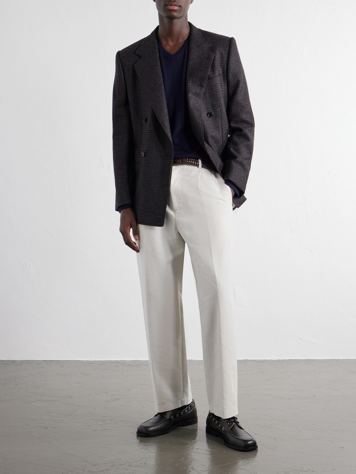 ATON - Pleated Tapered Cotton Trousers - Neutrals