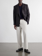 ATON - Pleated Tapered Cotton Trousers - Neutrals