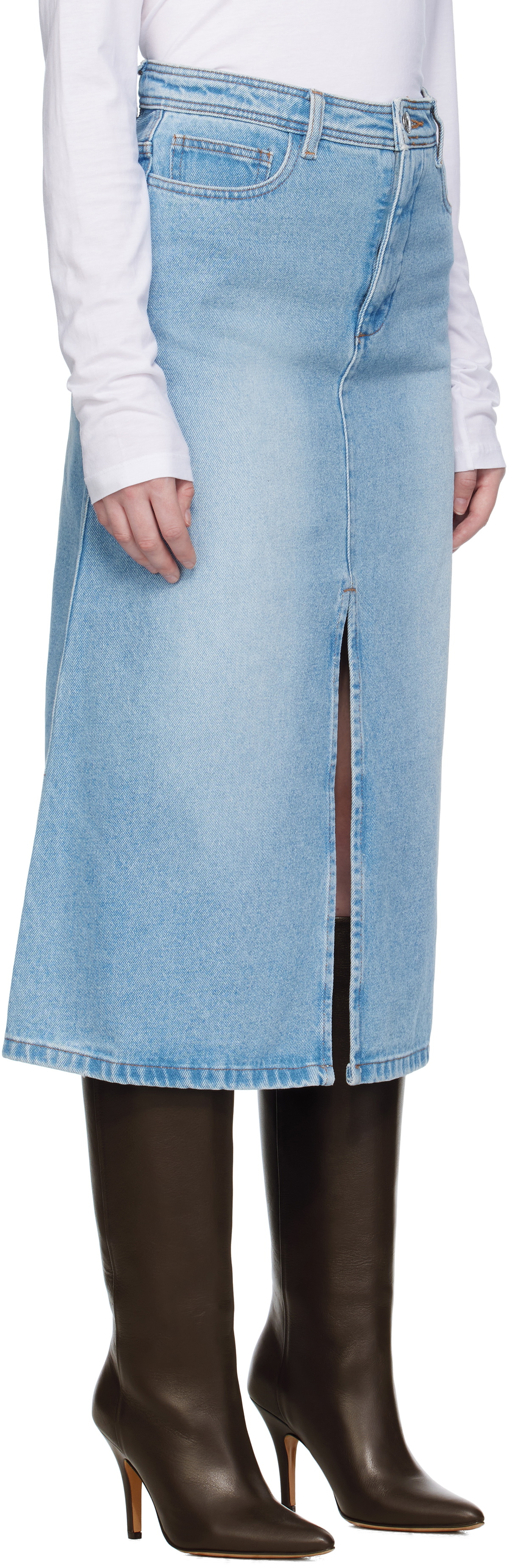 A.P.C. Blue Georgia Denim Midi Skirt