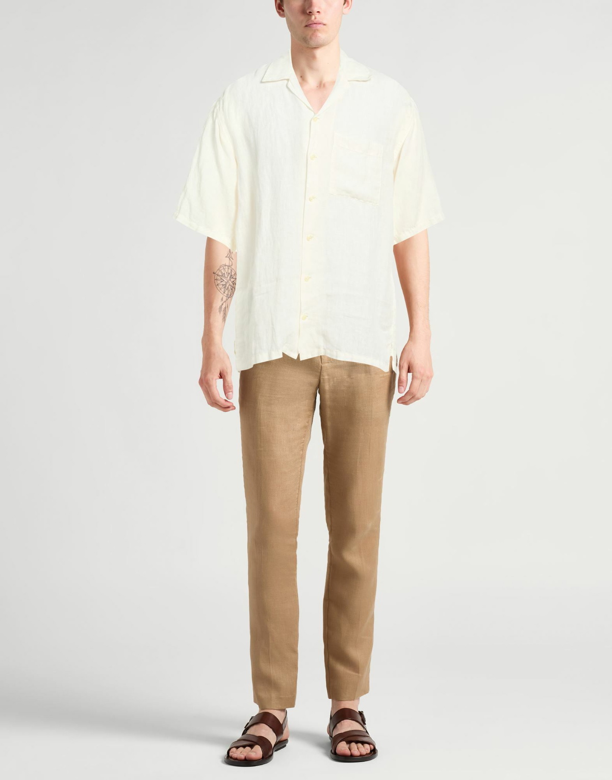 120% Lino Mens Shirt Ivory
