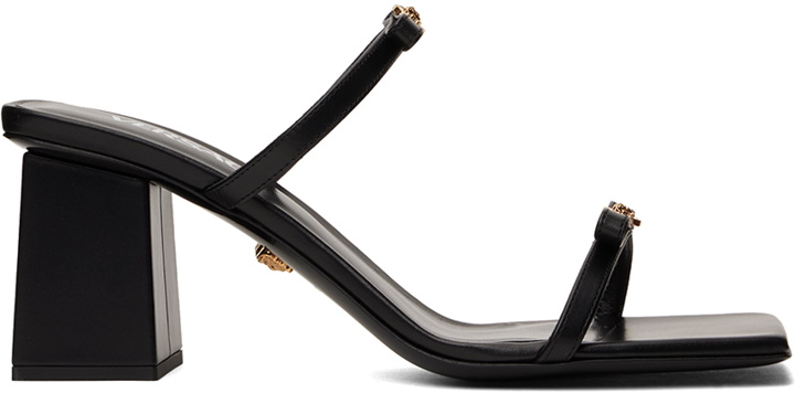 Photo: Versace Black Gianni Ribbon Heeled Sandals