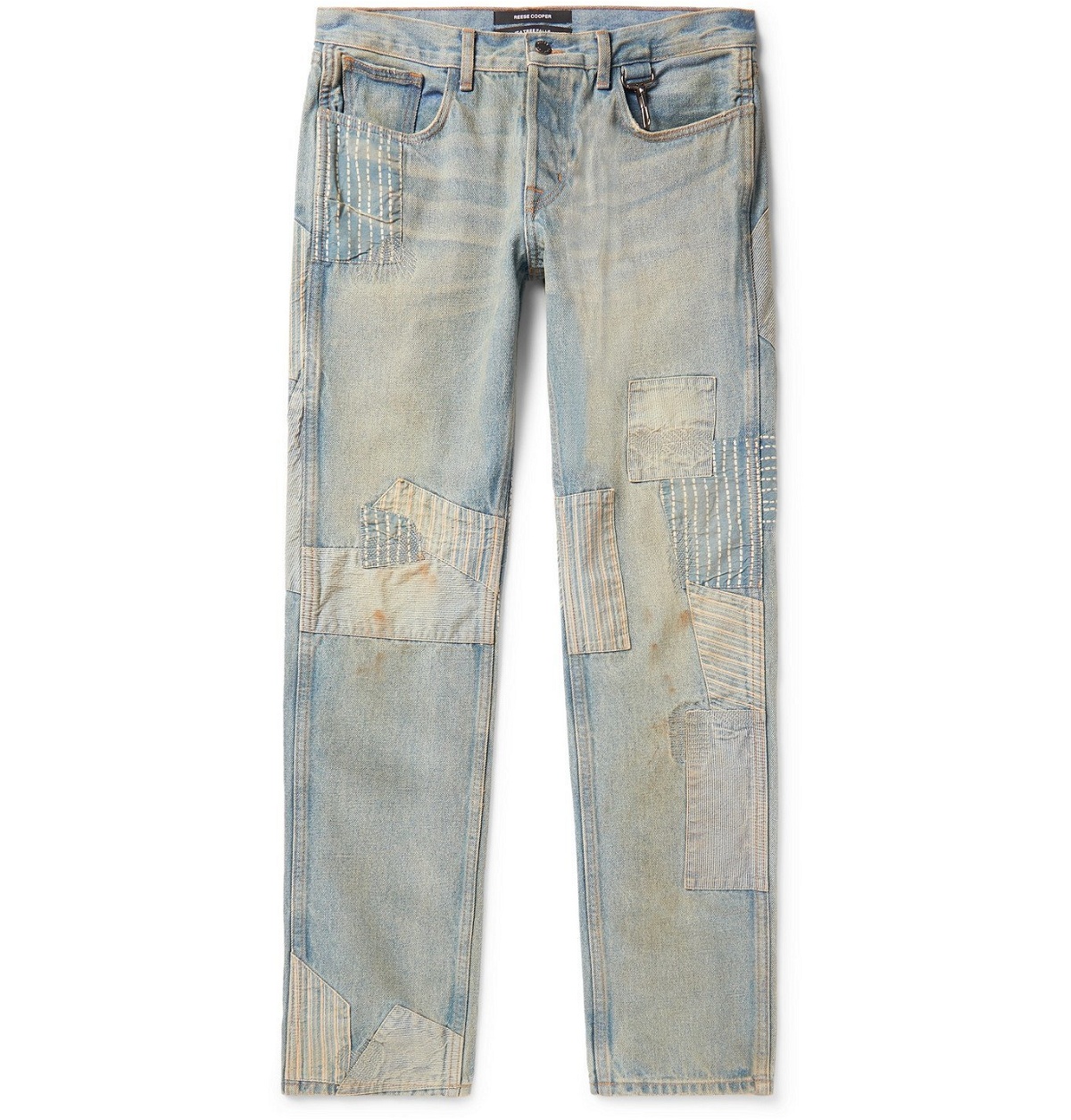 Reese Cooper® - Distressed Patchwork Denim Jeans - Blue Reese Cooper