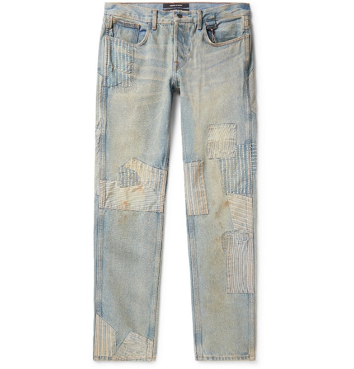 Photo: Reese Cooper® - Distressed Patchwork Denim Jeans - Blue