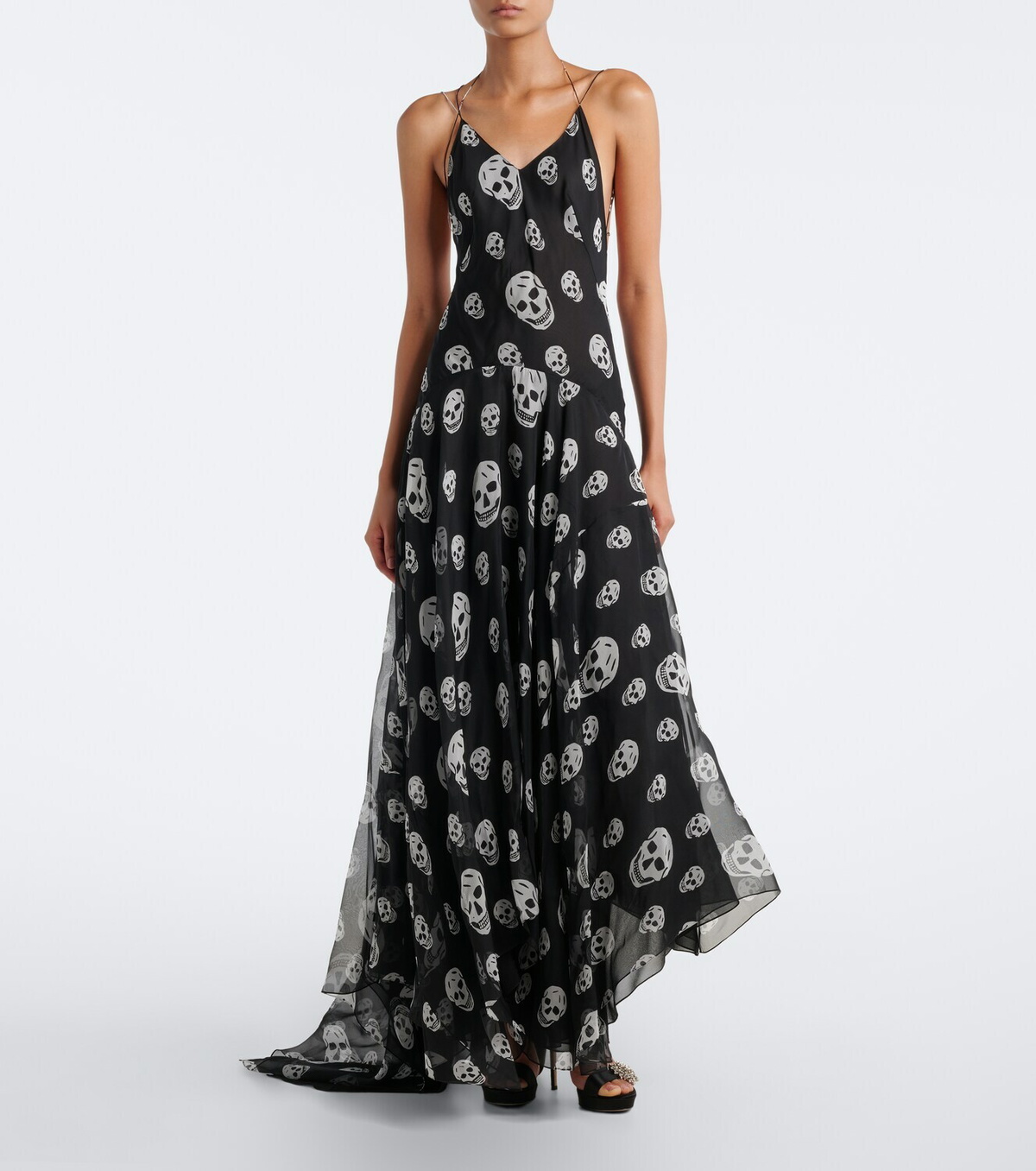 McQueen Skull silk chiffon maxi dress