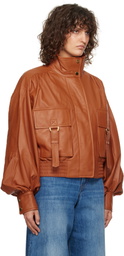 ZIMMERMANN Orange Illustration Leather Biker Jacket