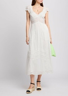 Loveshackfancy Suvi Guipure-lace Detailed Cotton Midi Dress White