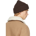 Maison Kitsune Brown Ribbed Fox Patch Beanie