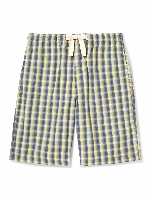 Photo: nanamica - Easy Straight-Leg Checked Cotton-Blend Drawstring Shorts - Green