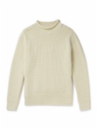 Sunspel - Waffle-Knit Merino Wool Mock-Neck Sweater - Neutrals