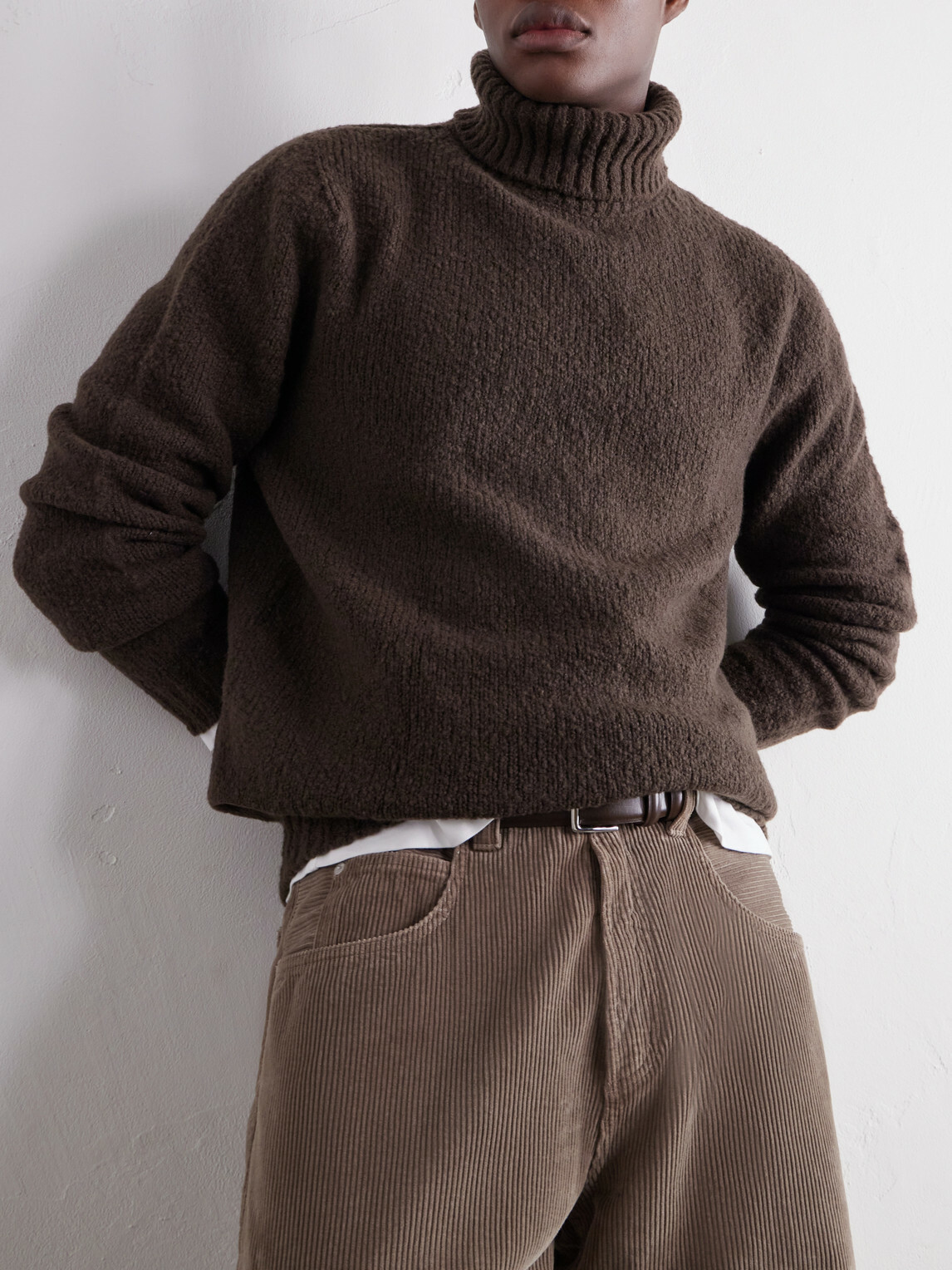 De Bonne Facture - Wool-Bouclé Rollneck Sweater - Brown