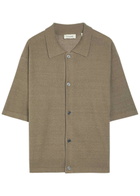 Frame Textured-knit Linen and Silk-blend Shirt Khaki